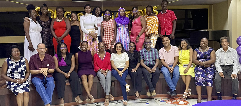 Verian Thomas(fifth from left) with University of Guyana faculty and students. (Credit: Verian Thomas)