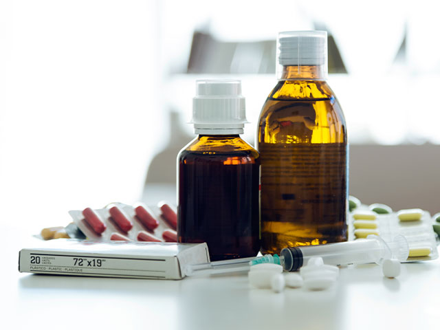 Prescription medicines, pills and needles